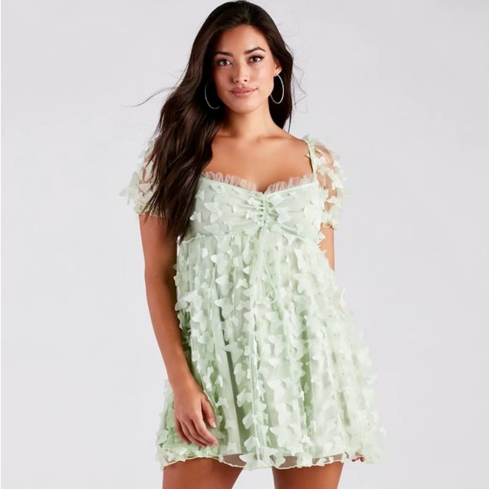 Butterfly Sweetheart Mini Dress (M) - Windsor - Coquette Core!